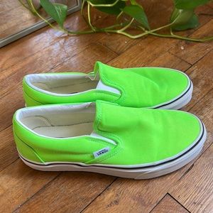 Lime Green slip on Vans